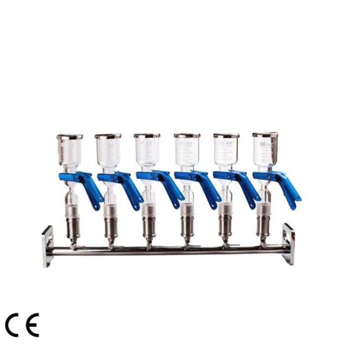 Infitek 6-Branch Glass Funnel Vacuum Filtration Manifold MFA-6G MFA-6PTFE